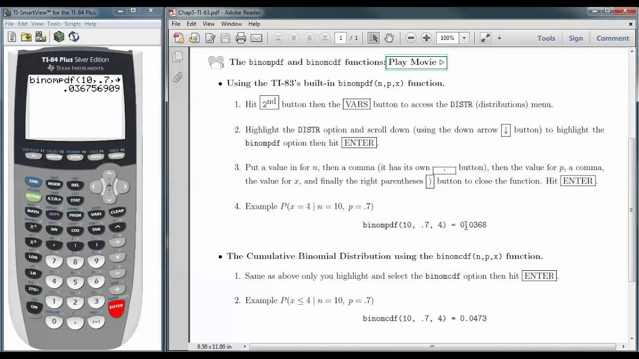 how to do binomial distribution on ti 84