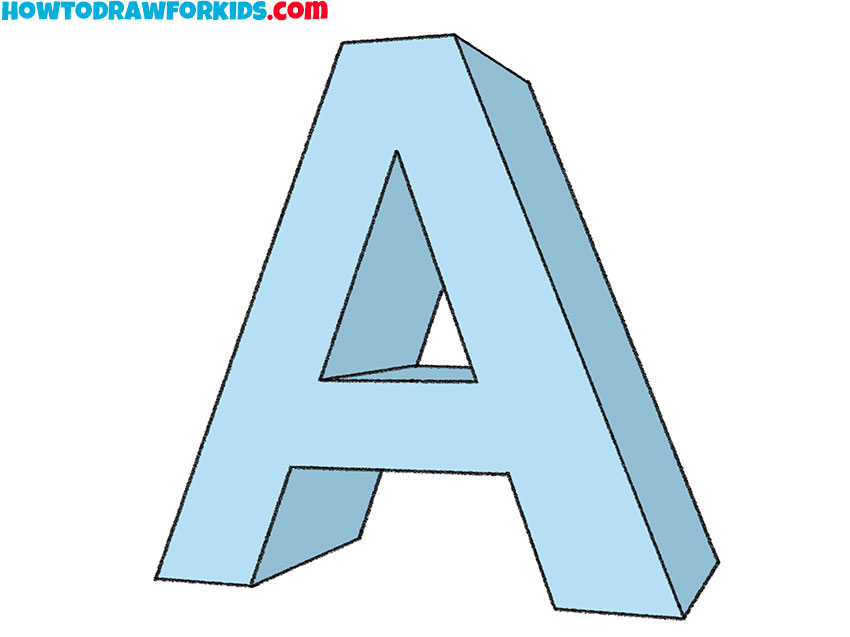 how to draw letter a in 3d