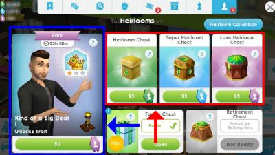 how to open heirloom chest in sims mobile