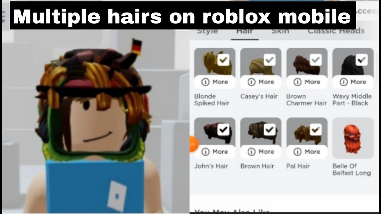 how to put on multiple hairs on roblox mobile