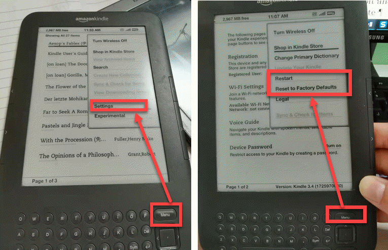 how to reset a kindle to factory settings