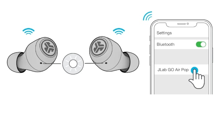 how to sync jlab go air earbuds