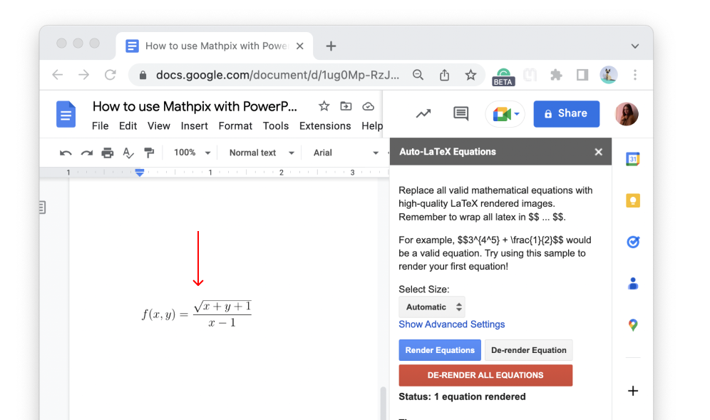 how to write math equations in google docs