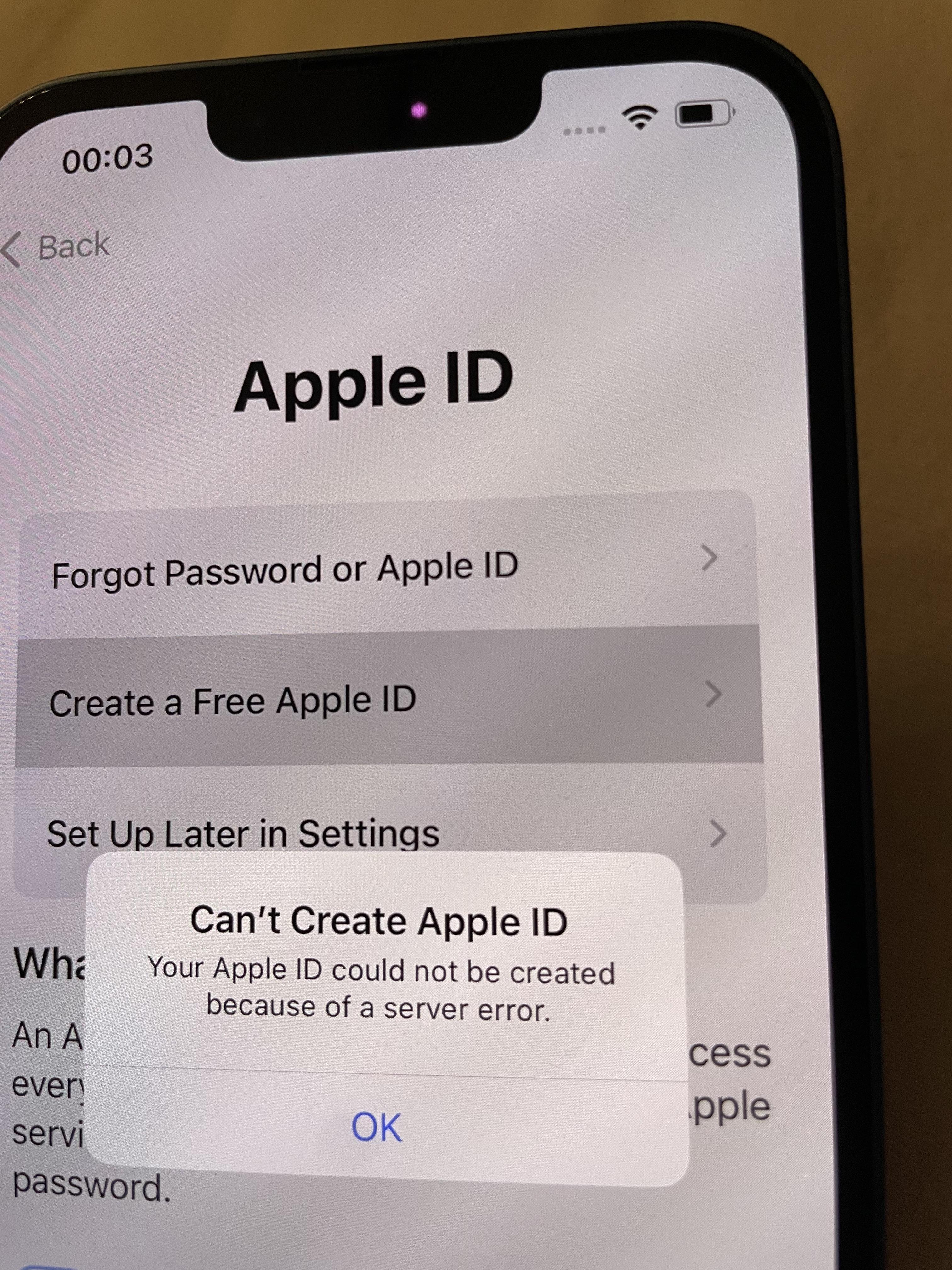 i cant create an apple id