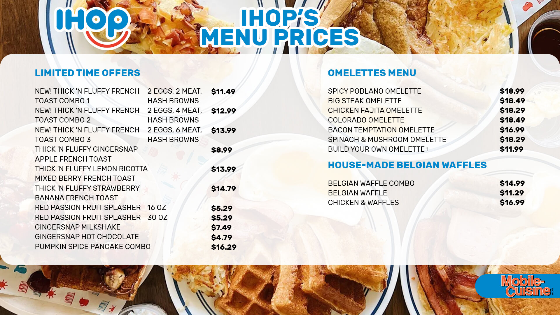 ihop restaurant menu prices