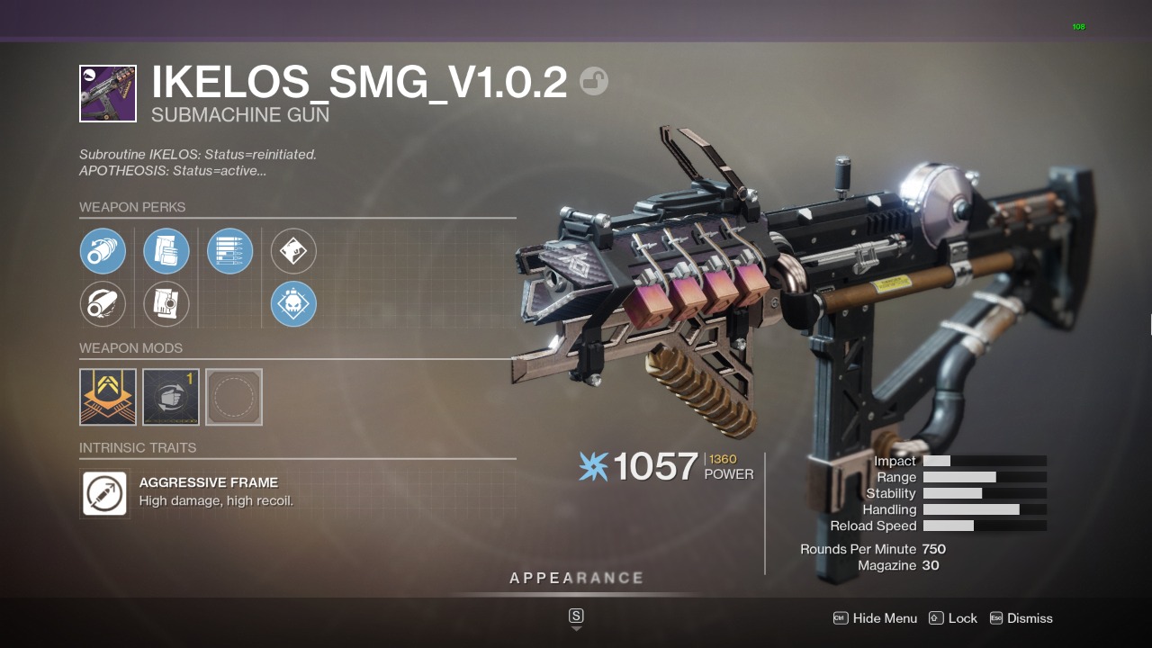 ikelos smg god roll crafted
