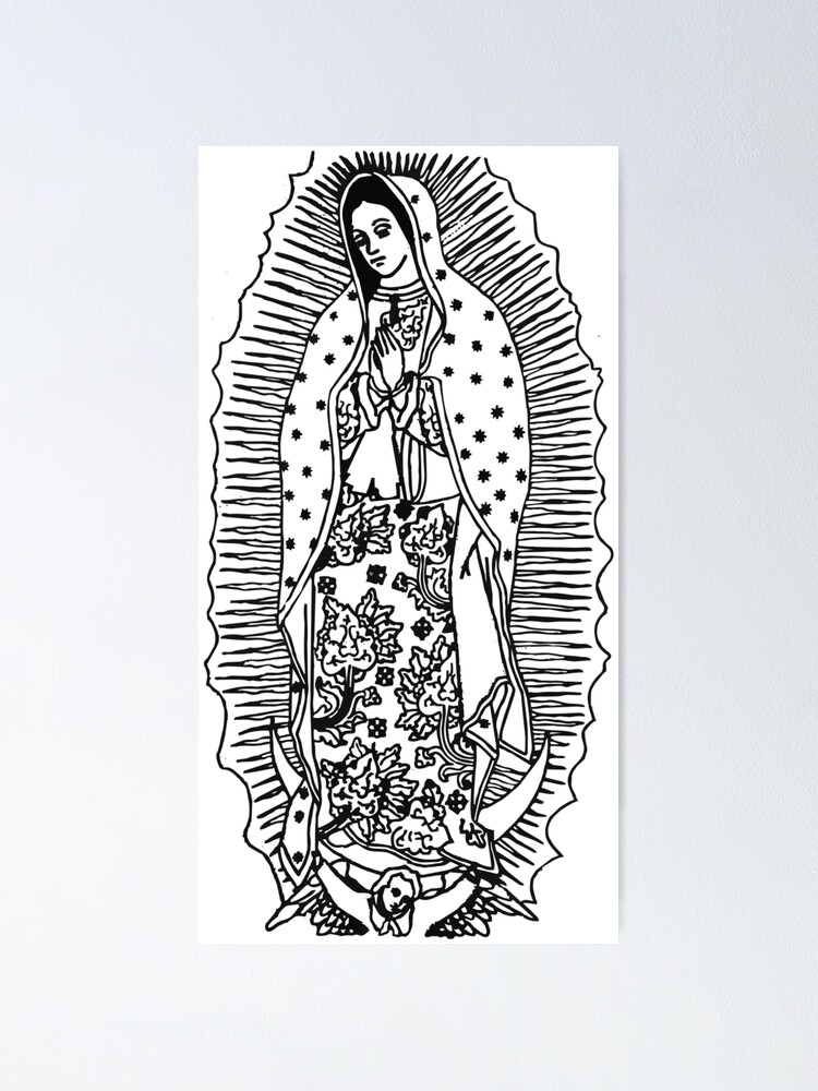 imagen virgen de guadalupe blanco y negro