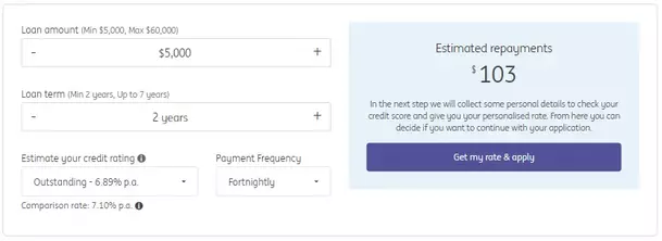 ing personal loan repayment calculator