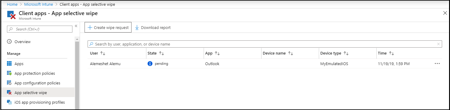 intune wipe iphone