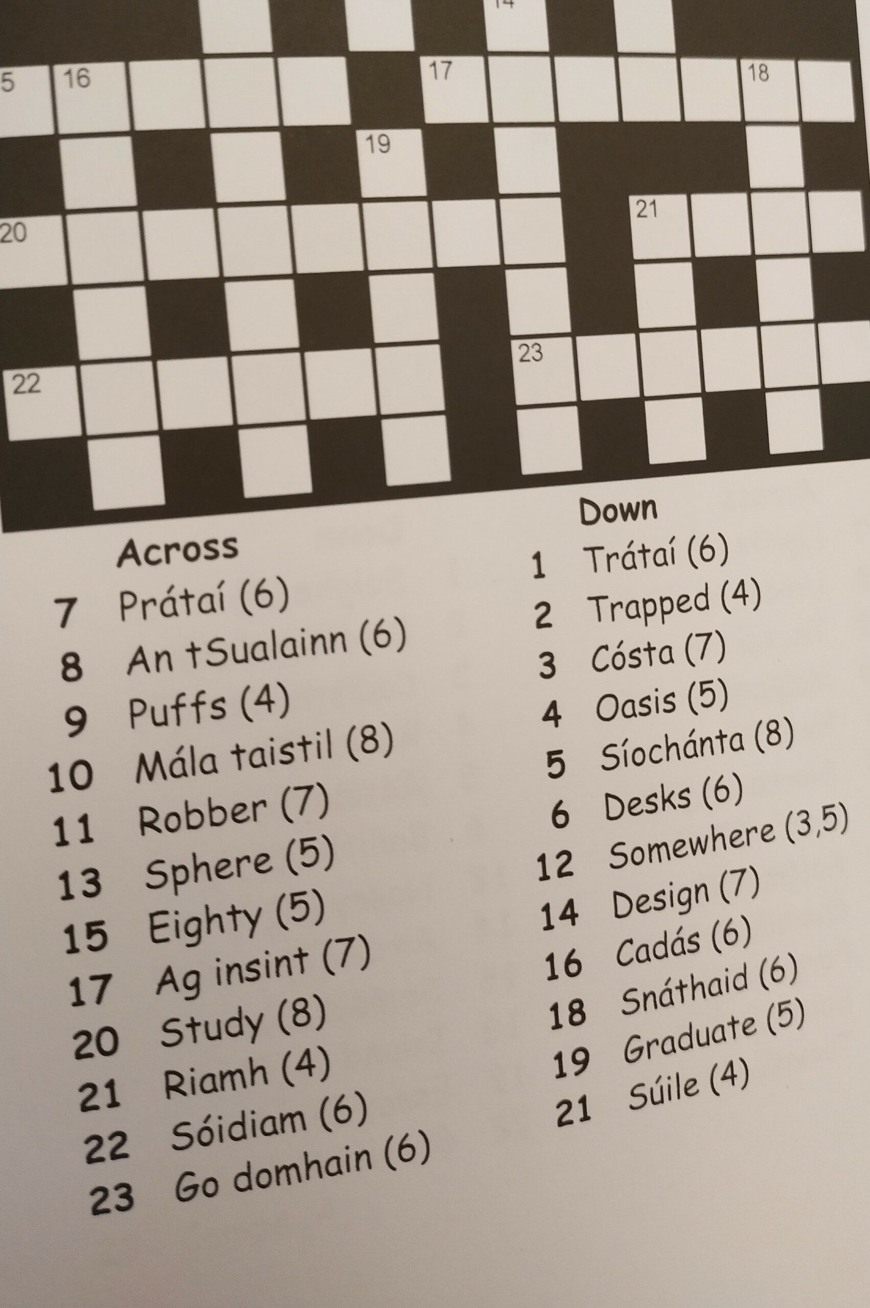 irish gaelic crossword