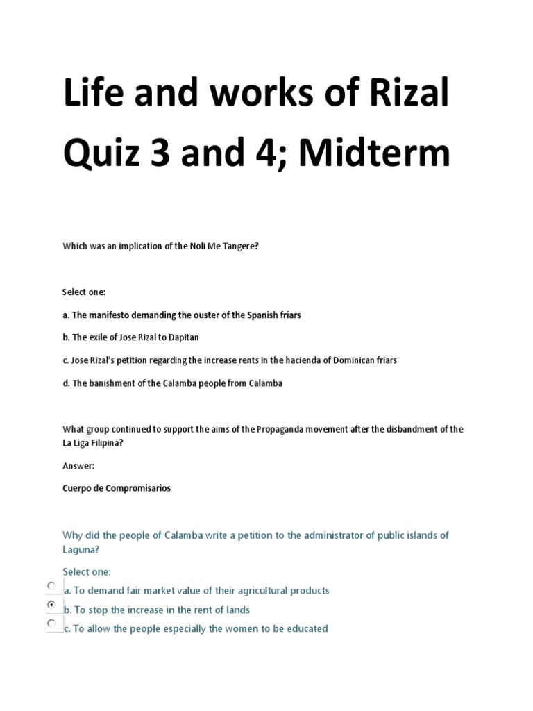 jose rizal quiz