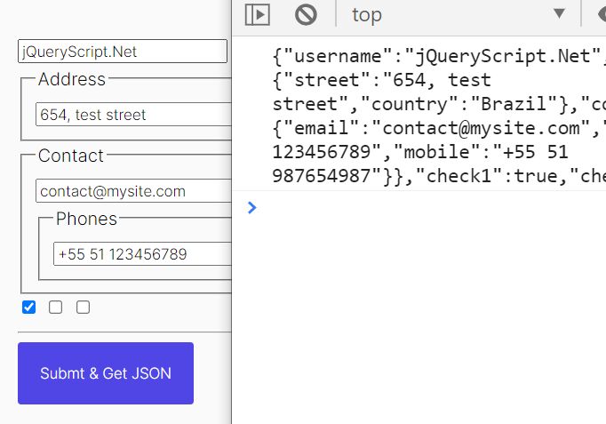 jquery serialize form to json