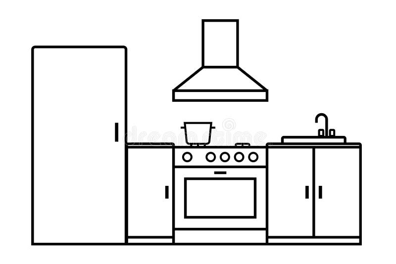 kitchen clipart black and white