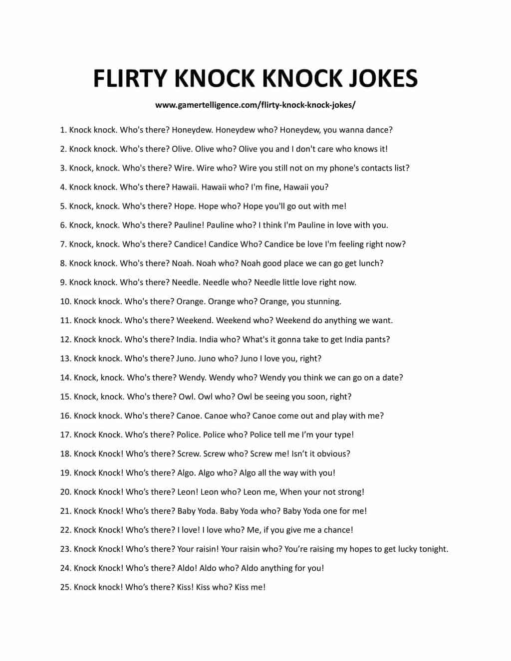 knock knock dirty pick up lines