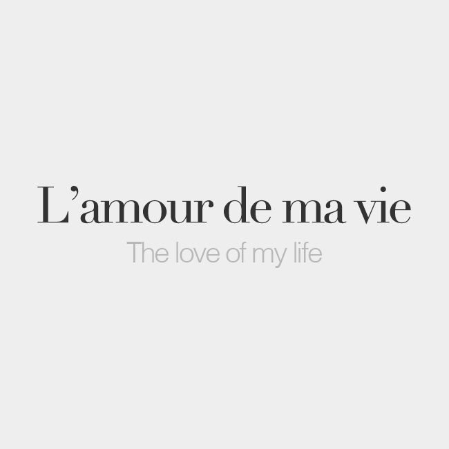 l amour de ma vie meaning in english