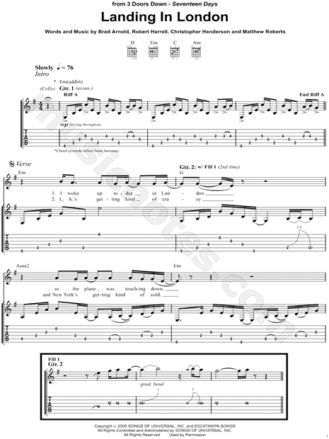 landing in london chords