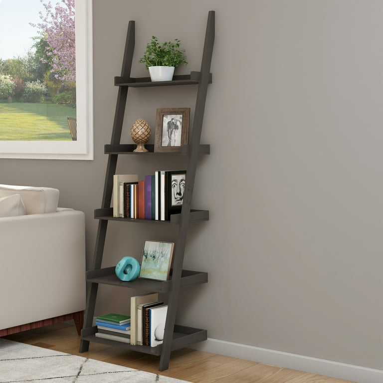 leaning bookshelf