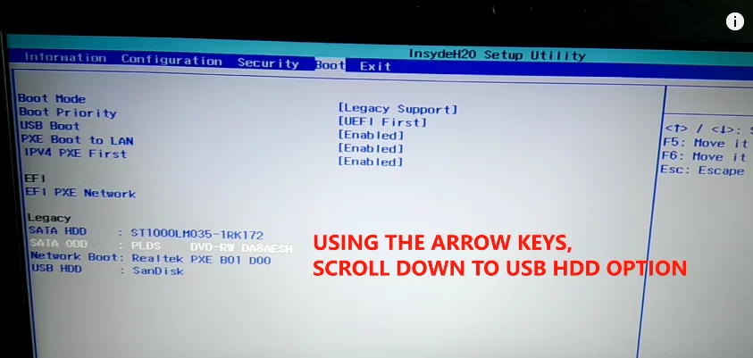 lenovo boot usb