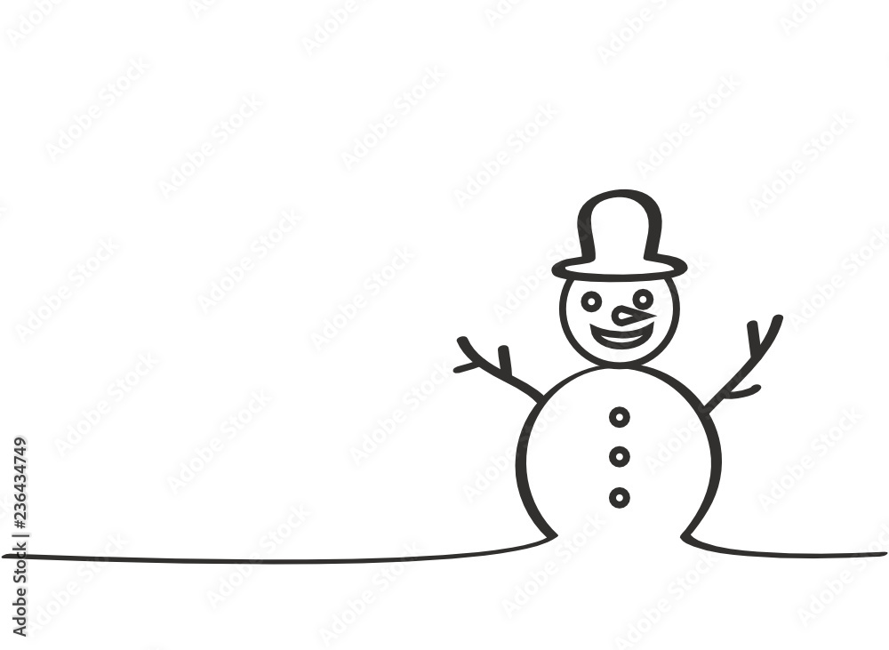 line drawing of a snowman