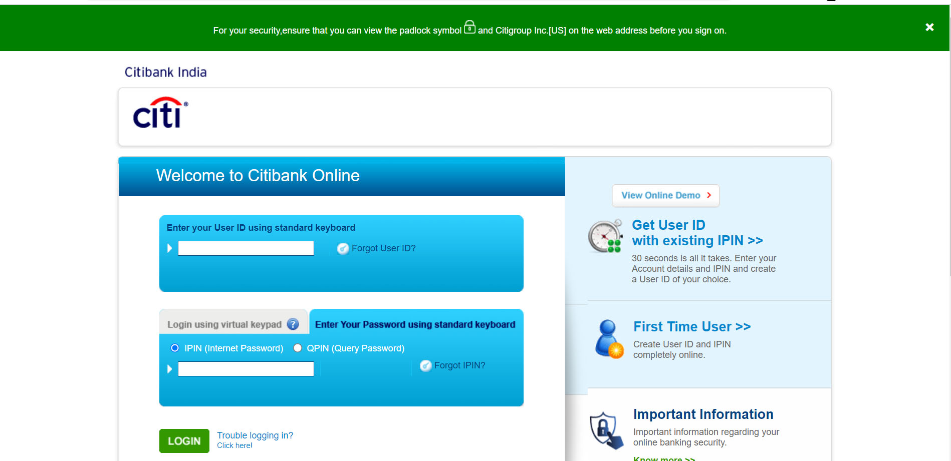 login to citibank