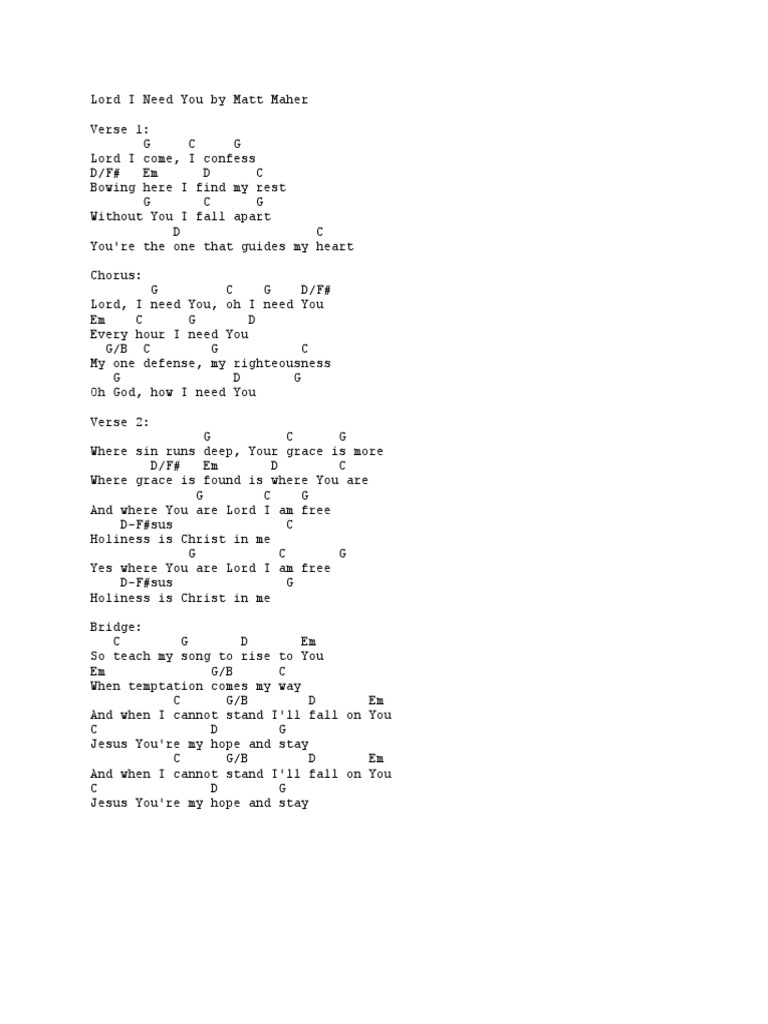 lord i need you lyrics by matt maher