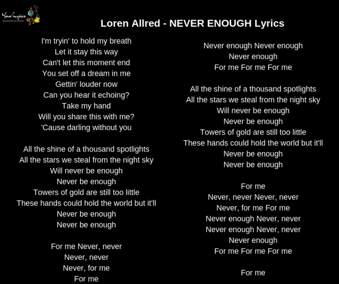 lyrics never enough
