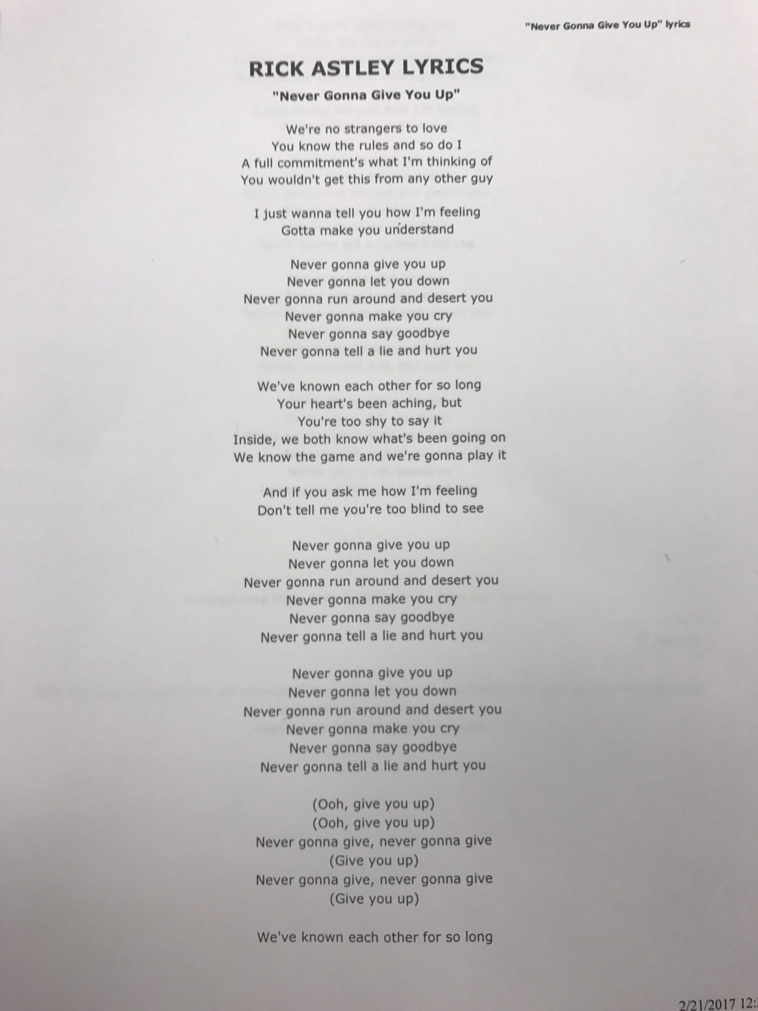 lyrics to rick roll