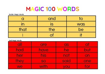 magic 100 words pdf