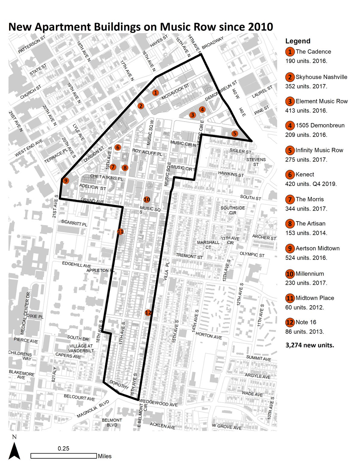 map of downtown nashville music row