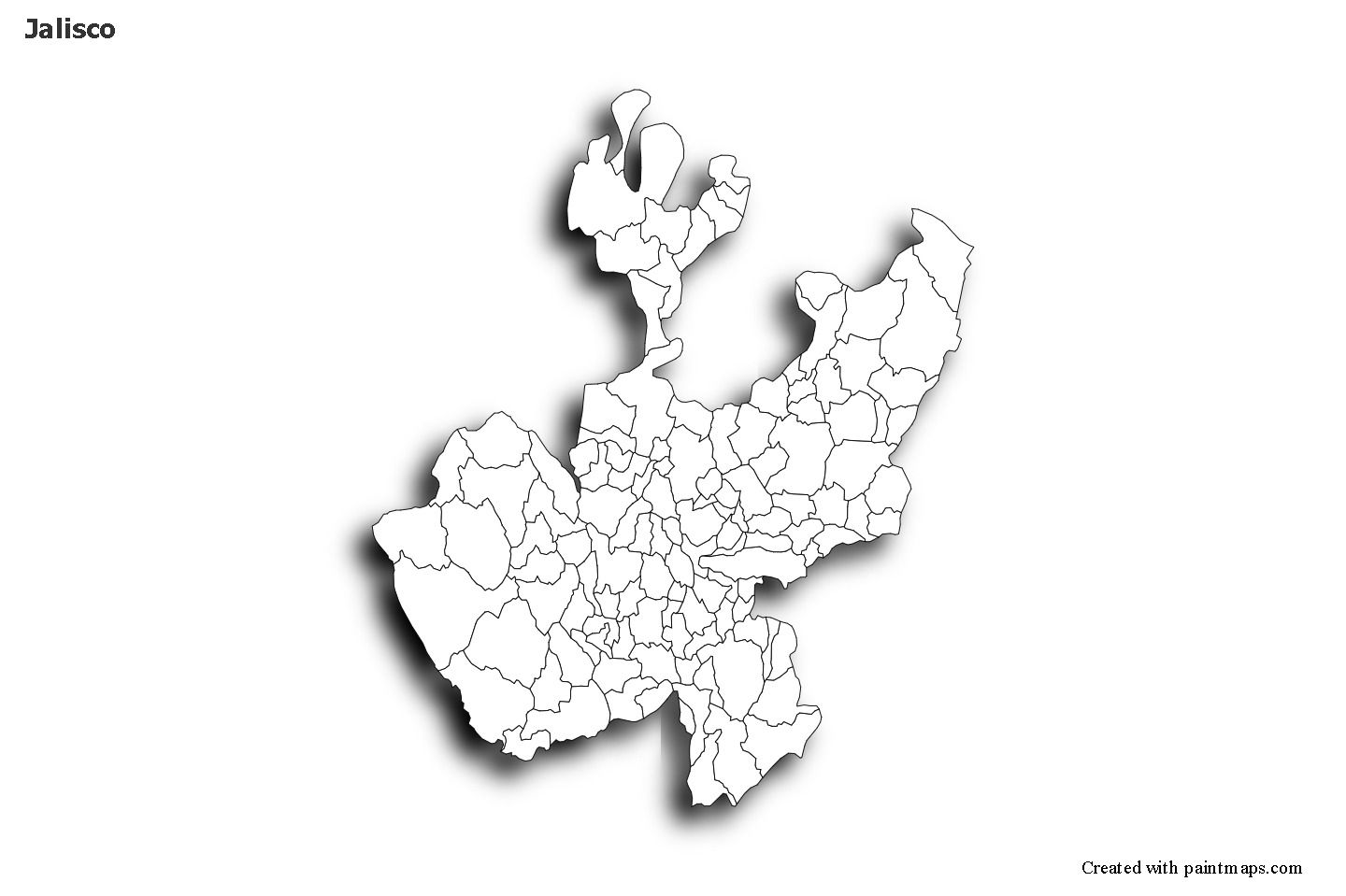 mapa de jalisco blanco y negro