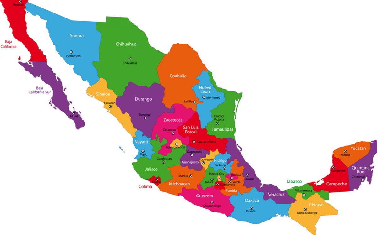 mapa de méxico con nombres de estados y municipios