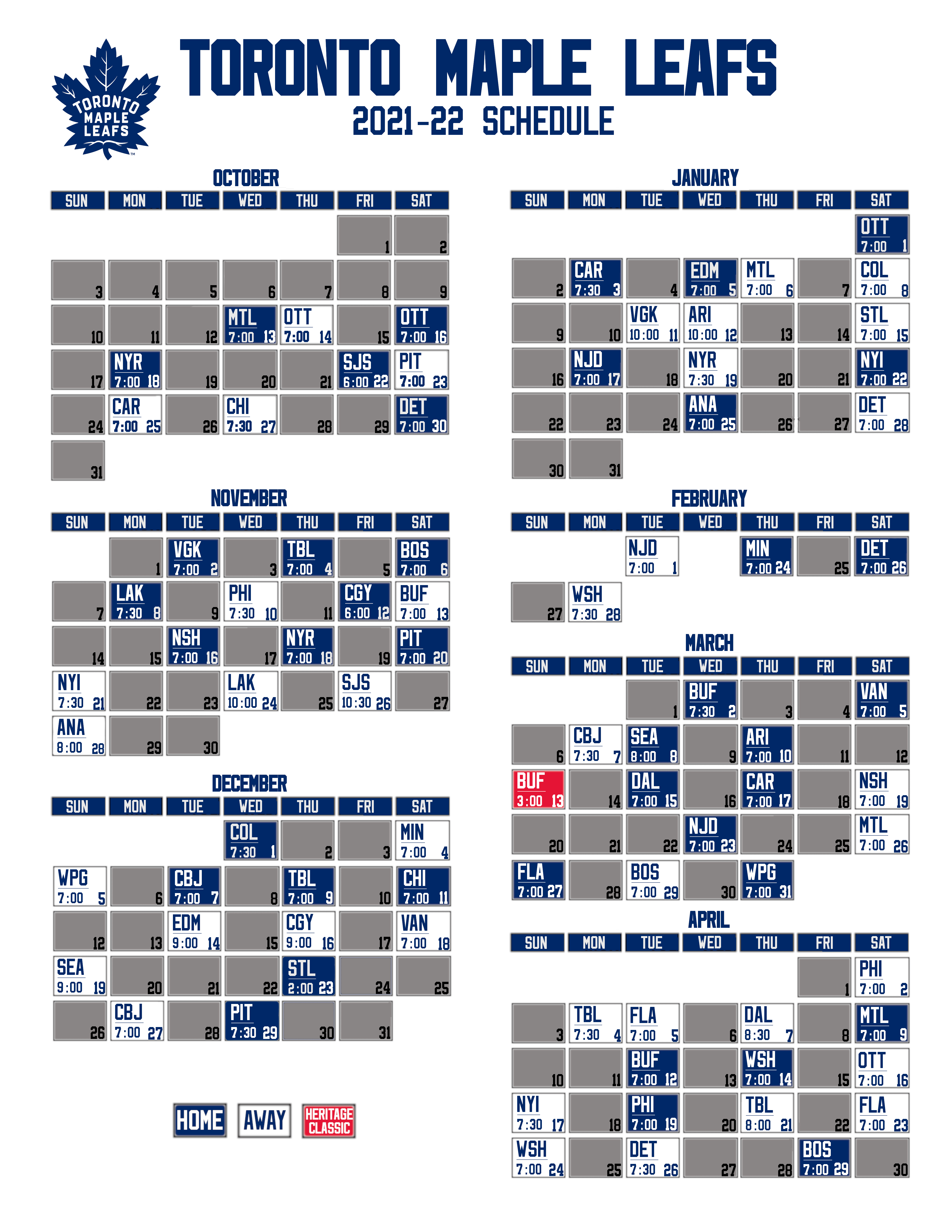 maple leafs schedule pdf