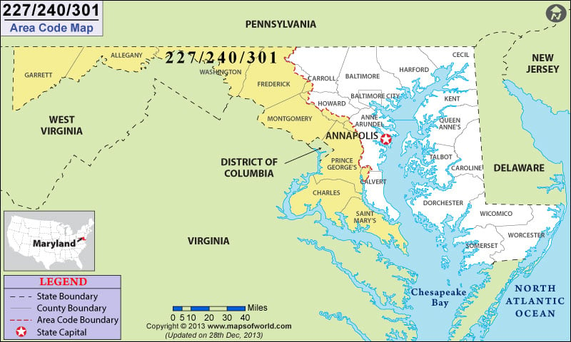 maryland area code 301