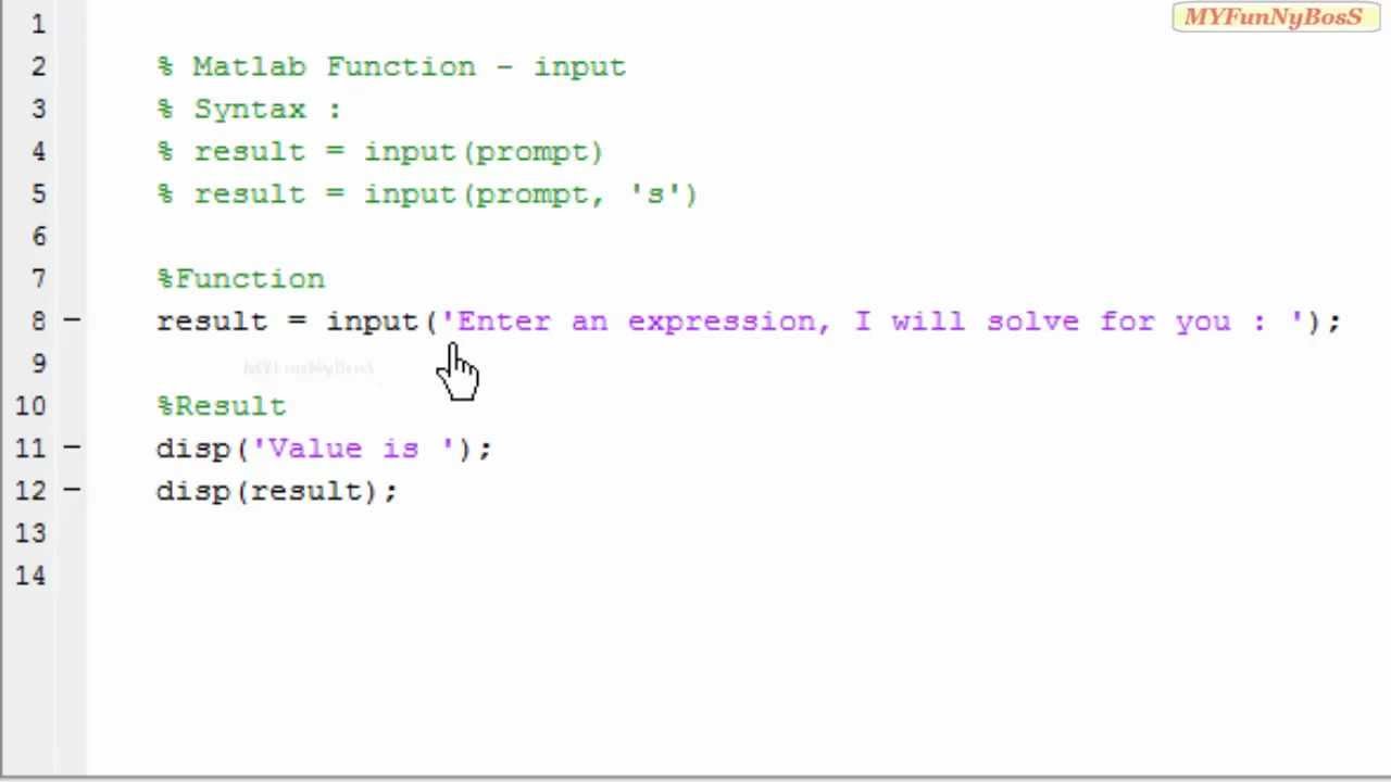 matlab inputs