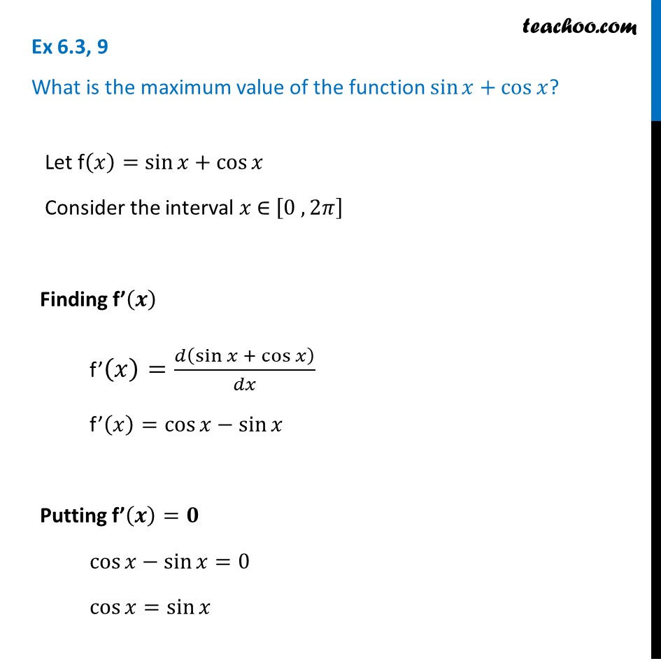 maximum value of cos