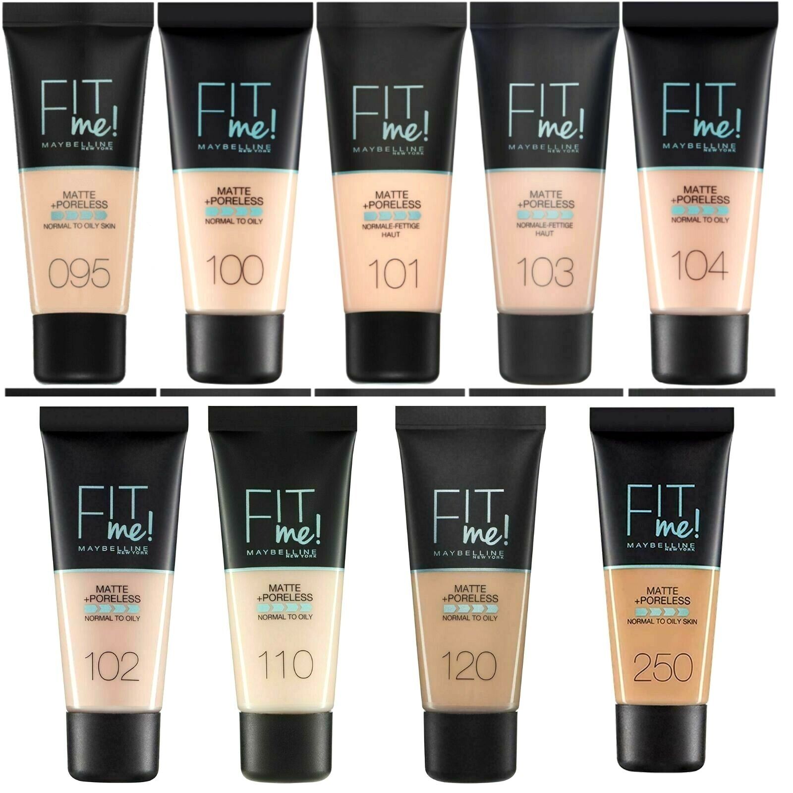 maybelline new york fit me matte poreless foundation shades