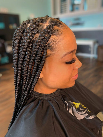 medium sized neat box braids