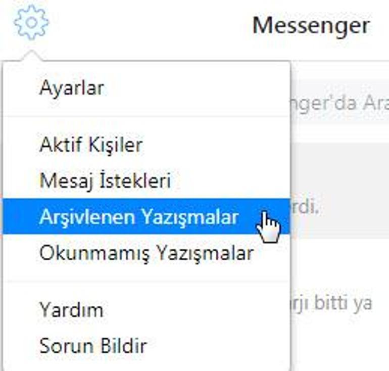 messenger arşivden çıkarma