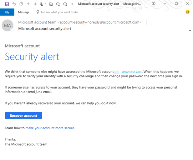 microsoft security alert email