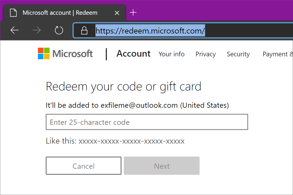 microsoft.com/redeem