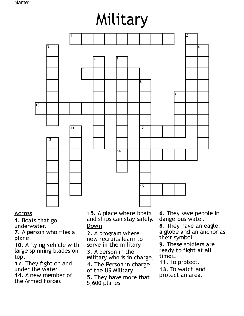 military board game crossword clue