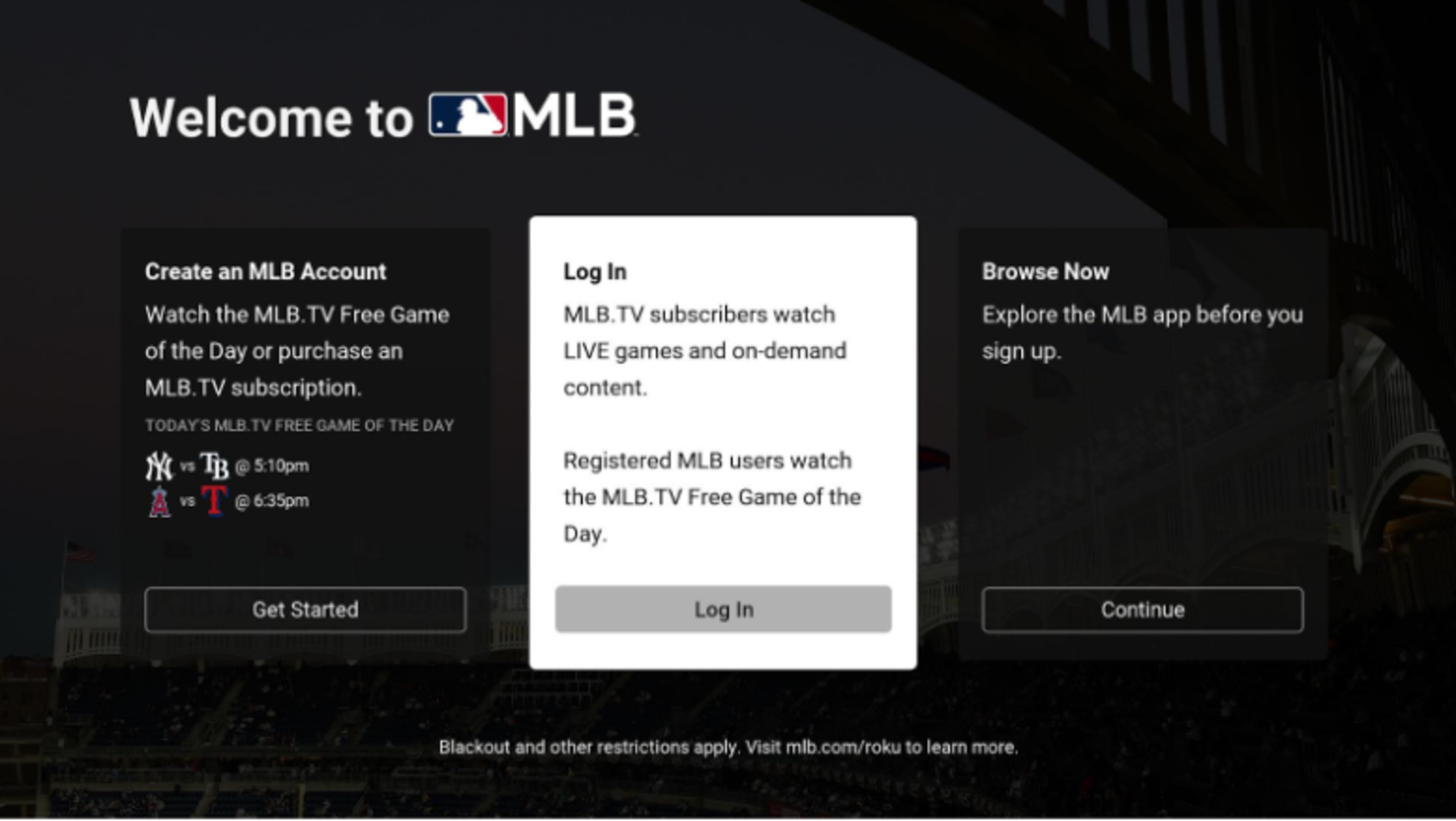 mlb tv login