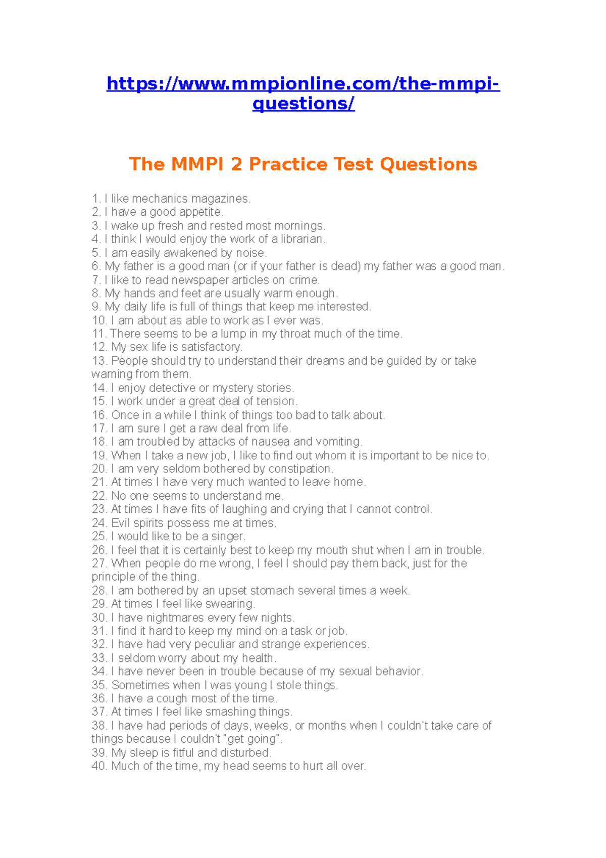 mmpi-2 online test