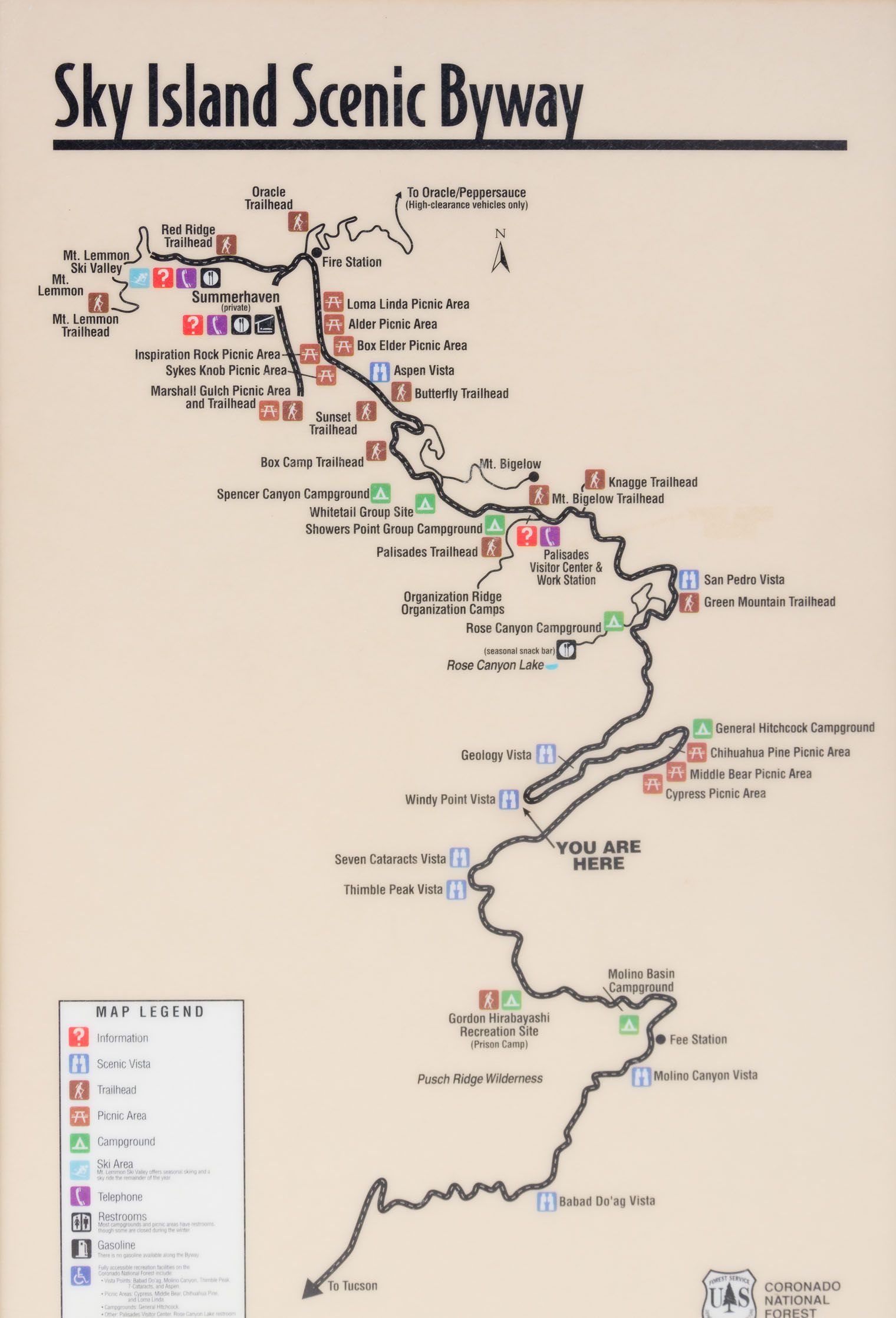 mt lemmon scenic byway map