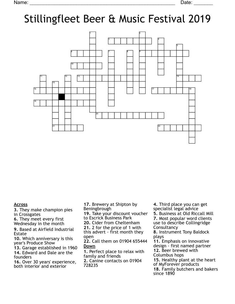 music festival crossword