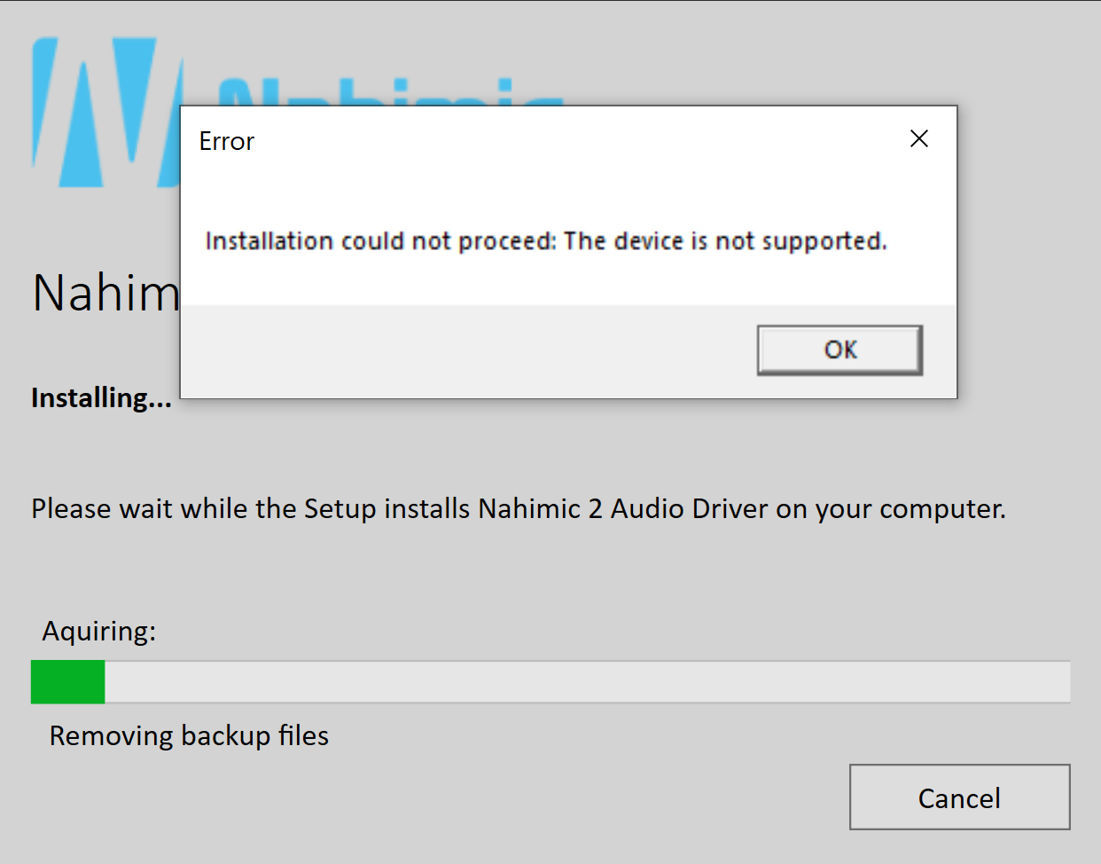 nahimic audio driver should be installed first