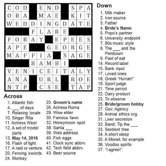 name on a label crossword