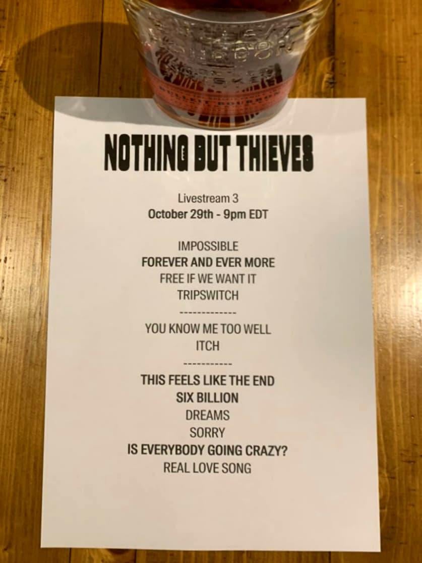 nothing but thieves setlist