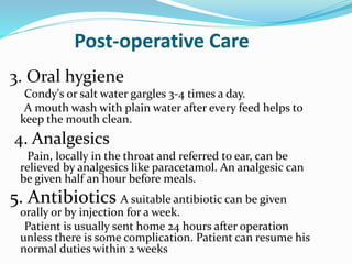 nursing management of tonsillectomy ppt