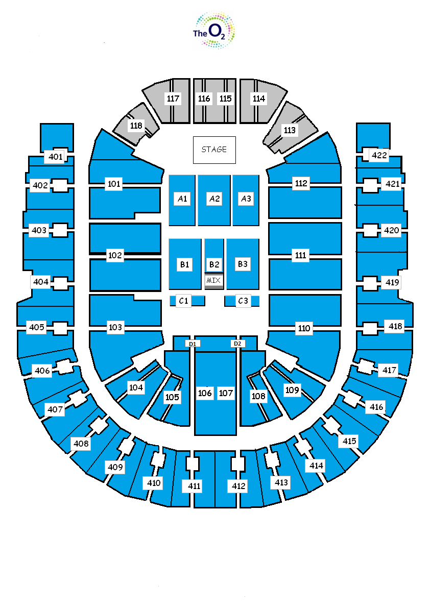 o2 seating arrangements